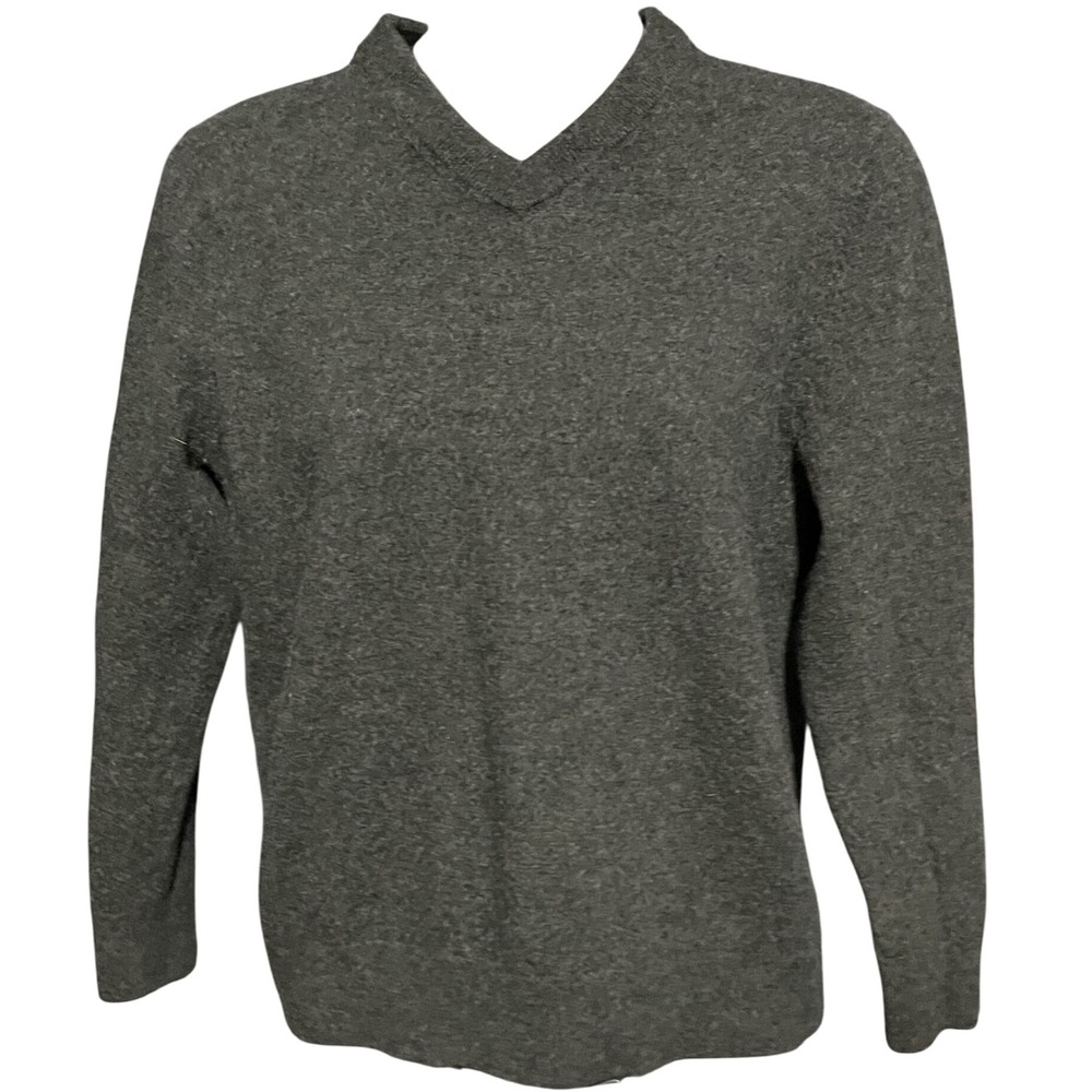 Mark Law Mens Extra Fine Merino Wool Gray V Neck Sweater Size M Medium